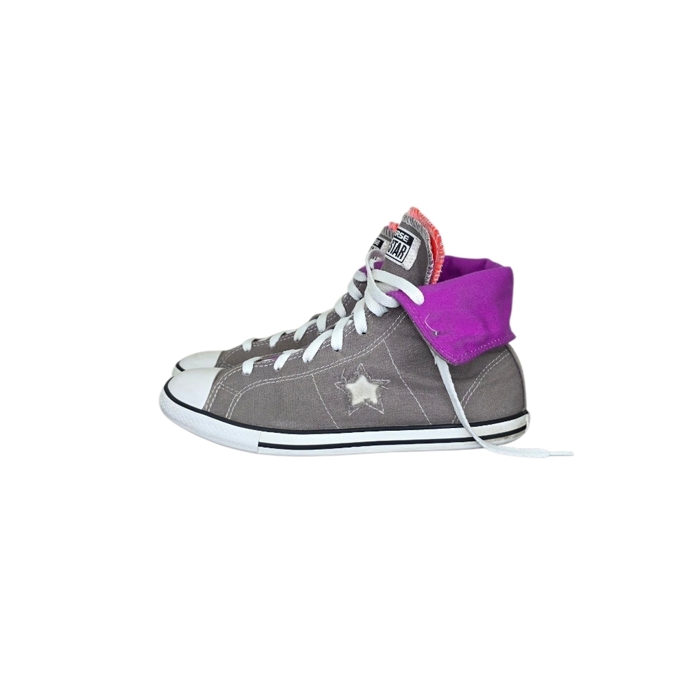 Converse One Star Y2K High Top Womens Gray Double Tongue Old School Shoes Size 6
